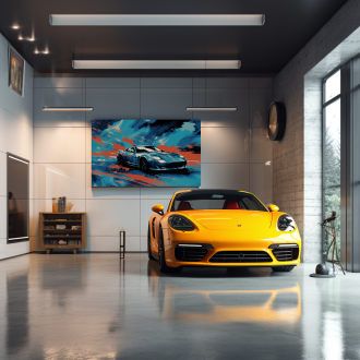 Nowoczesny Obraz Samochód Wyścigowy Car Sketch Blue & Orange