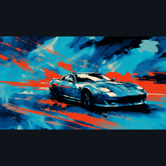 Nowoczesny Obraz Samochód Wyścigowy Car Sketch Blue & Orange