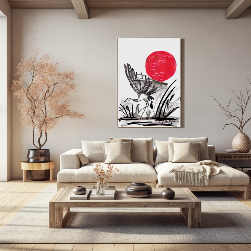 Obraz Czapla Styl Japoński Japan Heron
