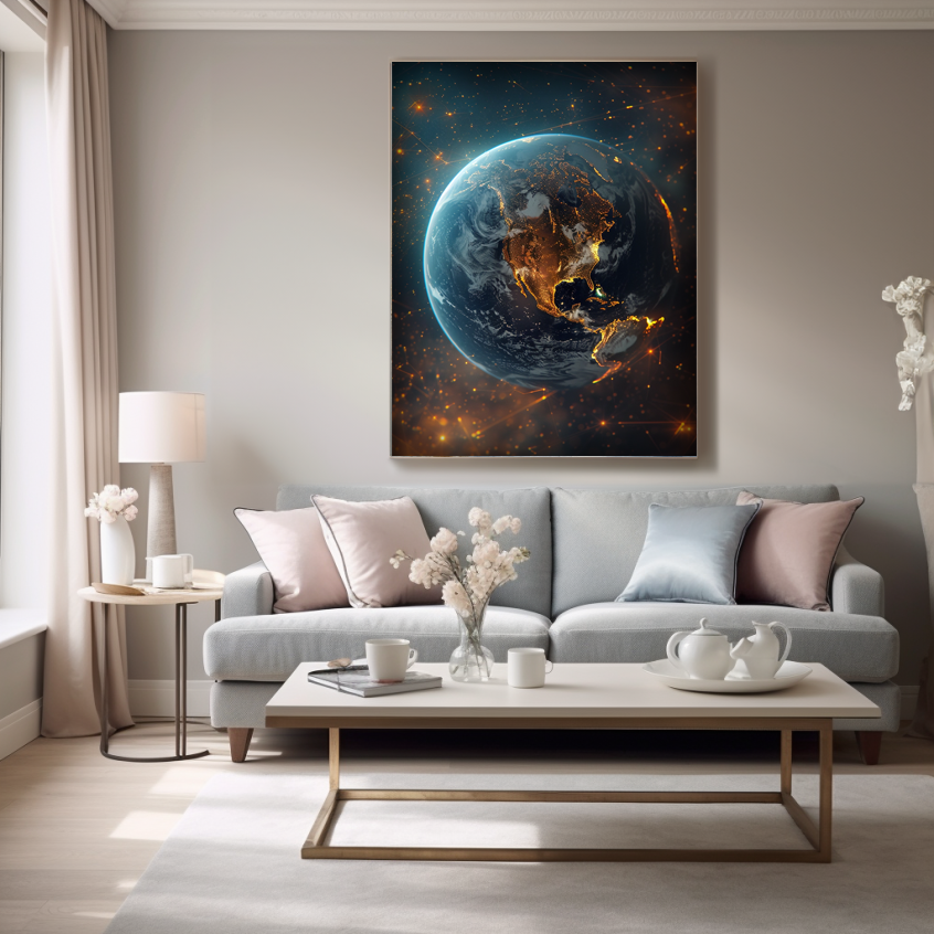 Obraz Planeta Ziemia Złoto Abstrakcja