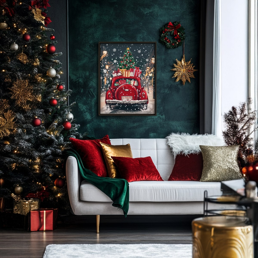 Obraz Świąteczny Samochód Christmas