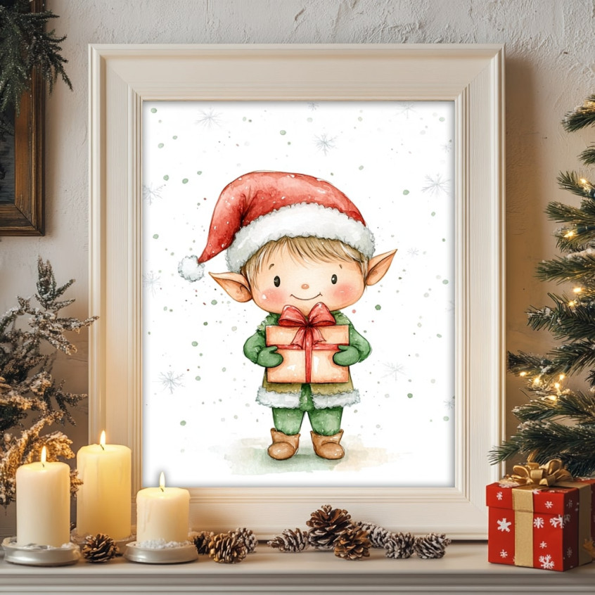 Obraz Świąteczny Elf Prezenty Christmas